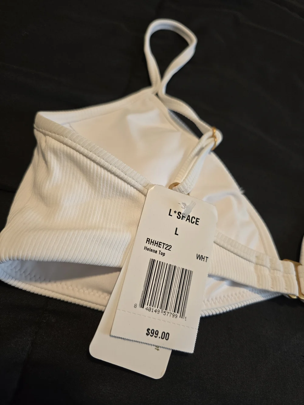 L*Space Womens Bikini Helena Top‎ Swimwear White NWT Size Large